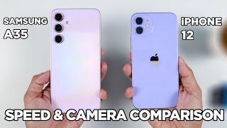 Samsung A35 vs iPhone 12 SPEED TEST & CAMERA Comparison | Zeibiz