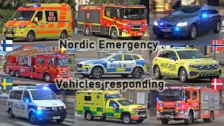 North Europe Emergency vehicles responding (fire trucks, police, ambulance)