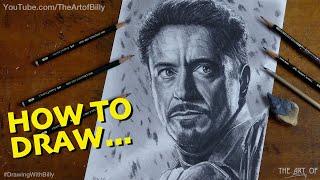 How To Draw Tony Stark Iron Man For Beginners (Robert Downey Jr in the Marvel Movies)