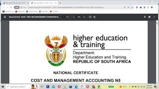 COST AND MANAGEMENT ACCOUNTING N5 NET WAGE JUNE 2020