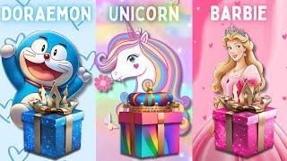 Choose your gift || 3 gift box challenge|| Doraemon, Unicorn vs Barbie #chooseyourgift