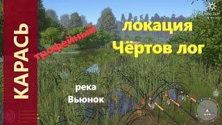 Русская рыбалка 4 - река Вьюнок - Карась трофейный в заводи