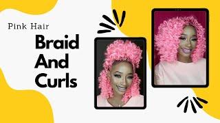 ⭐DETAILED Braid & Curl Tutorial To Help You Start! Pink Color Braiding Curly Hairstyle #mybraidedwig