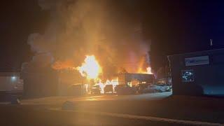 Massive fire erupts in Duncan early Tuesday morning