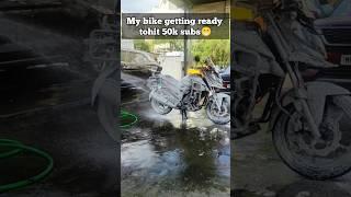 my bike getting ready to hit 50k subscriber on youtube #shorts bike lover status motorcycle washing