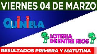 Quinielas Primera y matutina de Córdoba y Entre Rios Viernes 4 de Marzo