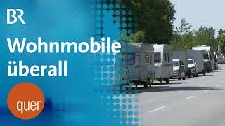 Wohnmobile und Trucks blockieren Parkplätze | quer vom BR