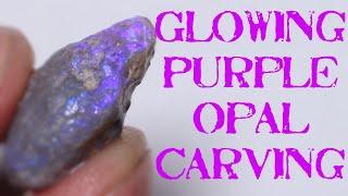 Rough Lightning Ridge Opal Nobby Carving. Broad Electric Purple Flash