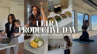 ULTRA PRODUCTIVE DAY I keto diet, meal prep, heatless blowout, work, gym