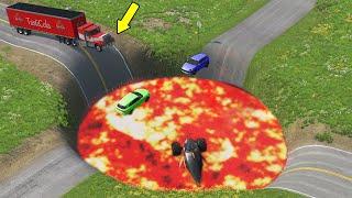 Cars vs Giant Crater  BeamNG.Drive