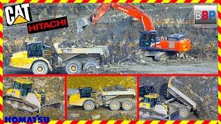 Hitachi ZX350, CAT 740 GC, Komatsu D65PX  - Abraum im Steinbruch, 2025. #hitachiexcavator