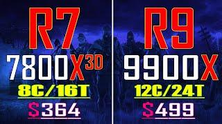 RYZEN 7 7800X3D vs RYZEN 9 9900X || PC GAMES BENCHMARK TEST ||