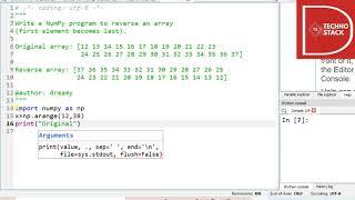 NUMPY Program to reverse an array in a givan range.