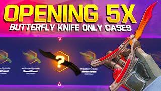 Opening 5x BUTTERFLY KNIFE ONLY Cases?! (SKIN.CLUB)