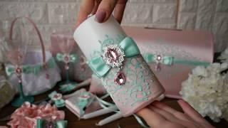 Handmade wedding accessories pink Свадебные аксессуары Свадебные бокалы Свадебные свечи VIZZARA