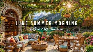 Outdoor Coffee Shop Ambience by the Peaceful Morning Lake ViewSweet June Jazz Music for Work, Study