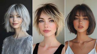 Trendy Chin Length Haircuts For Women In 2025 Layered Bob Haircut A line Bob Stacked Bob #haircut