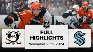 NHL Highlights | Kraken vs. Ducks | November 25, 2024