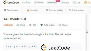 Reorder List | leetcode 143 | Reorder List Java Solution | Reorder List - JAVA | CoderNight