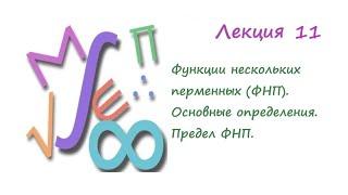 Лекция 11. Функции нескольких переменных. Основные определения. Предел ФНП.