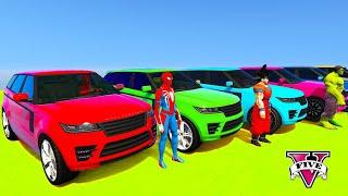 SPIDERMAN CARS Racing Challenge on MULTI Rampa ! SUPERHERO HULK Goku Motos BIKE JET SKI Race - GTA 5