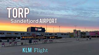 Torp Sandefjorp Airport Norway , KLM flight to Amsterdam , Strong Turbulance