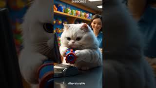 Fat Cat Buys Water Gun for His Owner!