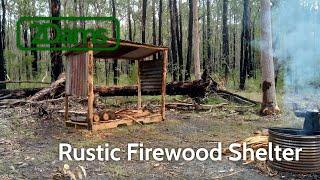 Episode 13 - Rustic Firewood Shelter - DIY Bushcraft Time lapse Firewood Hut