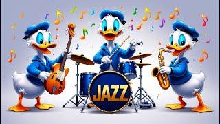 #LIVE Charming Dixieland Jazz Band Featuring Cute Ducklings Playing on a Stage & a Mountain View