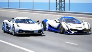 10,000 HP!!! Koenigsegg Jesko Absolut vs 2025 Devel Sixteen | DRAG & TRACK RACE