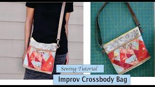 improv crossbody bag with zippered closure and pockets - sewing tutorial