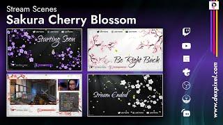 Animated Twitch Stream Scenes Sakura Cherry Blossom Overlays