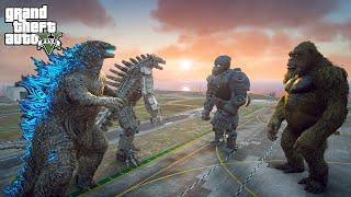 Godzilla and Mechagodzilla vs Kong and Mechani Kong | GTA V Mods Gameplay