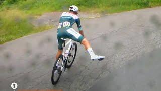 Mathieu van der Poel SCARY Save on Treacherous Descent | Criterium du Dauphiné 2025 Stage 8