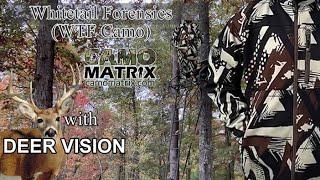 WTF Camo Whitetail Forensics Camo on 14 Backgrounds with Deer and Human Vision.