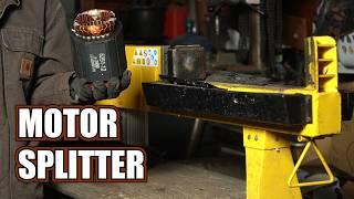 Using a Log Splitter For Scrapping Copper Motors!