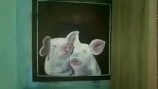 Lovely Pigs Step by step Acrylic Painting | Mural