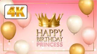 Princess birthday background video with balloons in gold pink white HD 4K