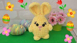 ПАСХПЛЬНЫЙ ЗАЙЧИК ИЗ ПЛЮШЕВОЙ ПРЯЖИ ВЯЗАНЫЙ КРЮЧКОМbunny crochetedHase gehäkelt