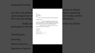 Consent letter to participate in the sport programme#shorts#help#viralvideo