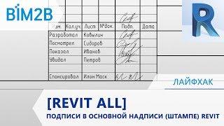 [Revit All] Подписи проектировщиков в основной надписи (штампе) Revit