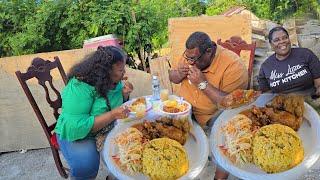 Cooking Pumpkin Rice And French Fried Chicken For Our Subscribers | After A Hard Shower Of Rain