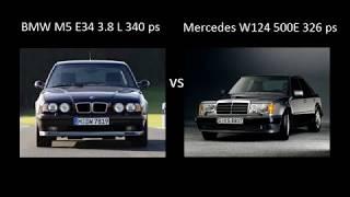 BMW M5 E34 340 ps vs. Mercedes-Benz 500E W124 326 ps Разгон