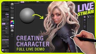 Sculpting Female Character | on Live Stream | in ZBrush