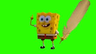 Footage on a green background reindeer Sponge Bob. Футаж на зеленом Губка Боб.