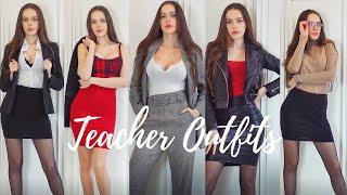 Trying On 10 Teacher Outfits - skirts, tights, high heels