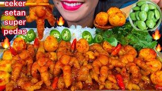 ASMR SPICY CHICKEN FEET, EGG & RICE *CEKER AYAM SETAN SUPER PEDAS MASSIVE Eating Sounds