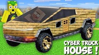 I found a VILLAGER'S HOUSE INSIDE A CYBERTRUCK in Minecraft ! NEW TESLA CAR BASE !