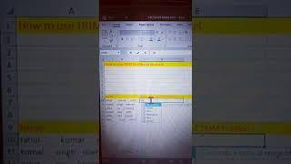 how to use trim function in ms excel #shorts
