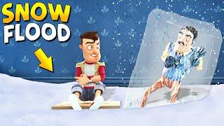 FLOODING EVERYTHING IN SNOW!!! | Hello Neighbor Gameplay (Mods)